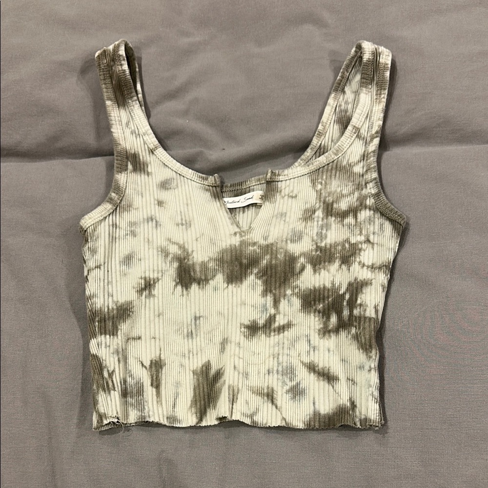 Mustard Seed Olive Tie-Dye Ribbed Tank Top